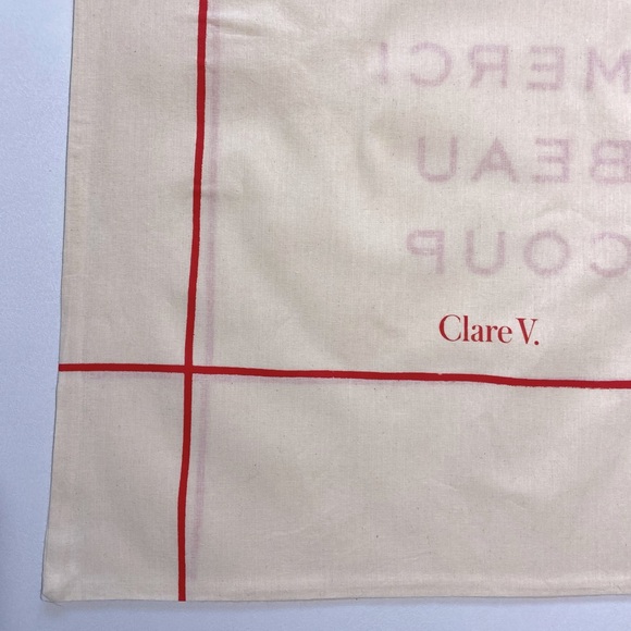 Clare V Merci Beau Coup Large French Dust Bag set of 3 Anthropologie Cream Red - Picture 11 of 15